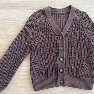 Everlane Cotton Textured Cardigan in Chocolate Size XS.